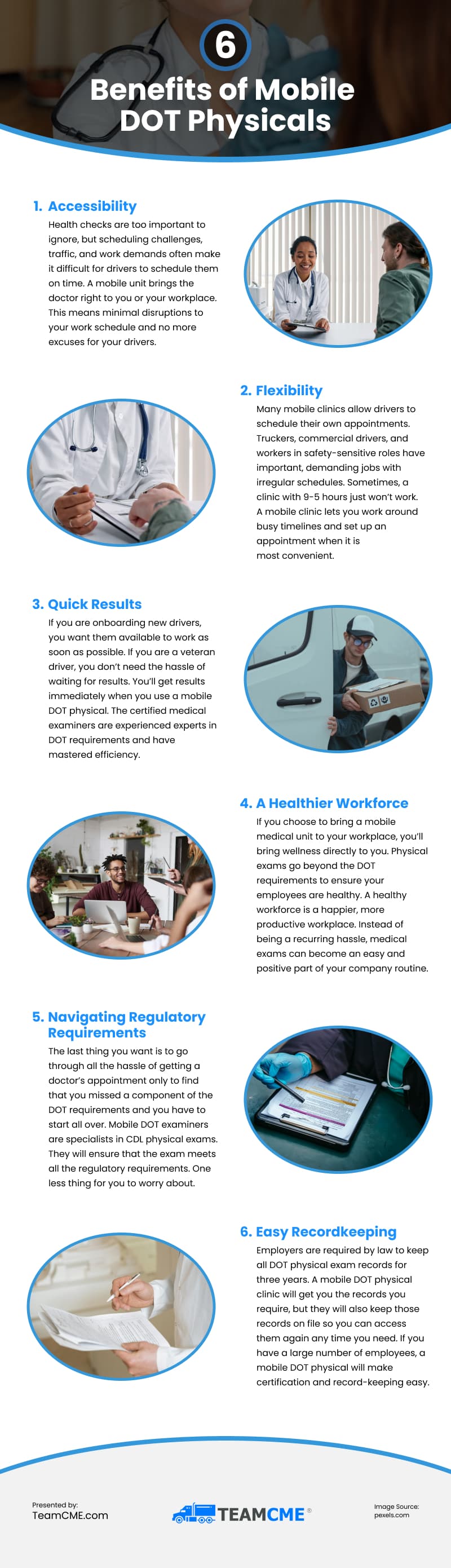 6 Benefits of Mobile DOT Physicals Infographic